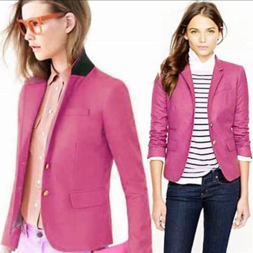 J. Crew Women’s Pink Tweed Schoolboy Blazer Size 14 NWT